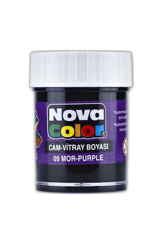 Mor Cam Boyası Vitray Boyası 25 ML 1 Adet Nova Color Su Bazlı Mor