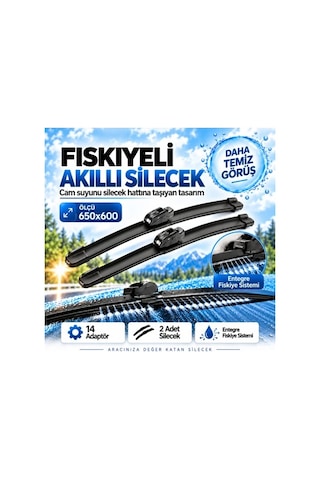 Maybach Tipi Fıskiyeli Akıllı Silecek Seti 2 Adet 14 Adaptörlü Ölçü: 650x600
