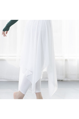 Reedark Nefes Alabilen Ve Nem Emici 2'li Kombinasyonlu Kadın Dans Etek Pantolon - Yoga Ve Performans İçin İdeal Beyaz
