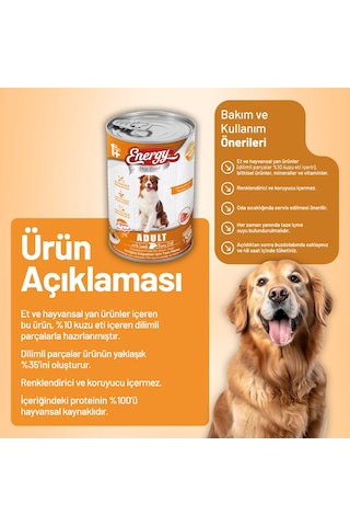 Energy Kuzu Etli Yetişkin Yaş Köpek Maması 400 G - 12 Adet