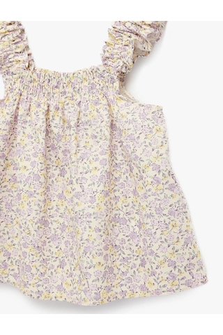 Koton Çiçekli Gipeli Poplin Mor Kız Bebek Bluz 6smg60046aw Mor