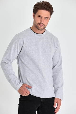 MMetalic Çift Bisiklet Yaka Standart Rahat Kesim Erkek Sweatshirt Gri