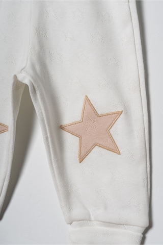 Babycosy Organic Wear %100 Organik Pamuk,2 Li Bebek Alt Pijama Seti,yıldız Detaylı,bebek Ve Yenidoğan Serisi Ekru-taş