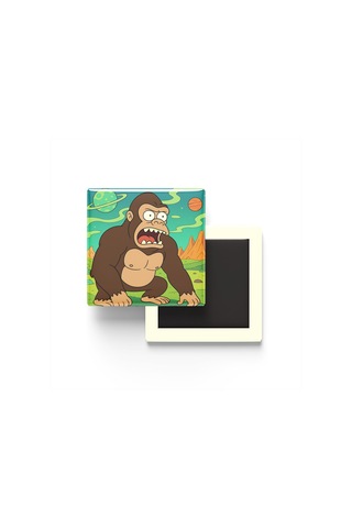 King Kong - 9x9 Cm Baskılı Kare Buzdolap Magneti