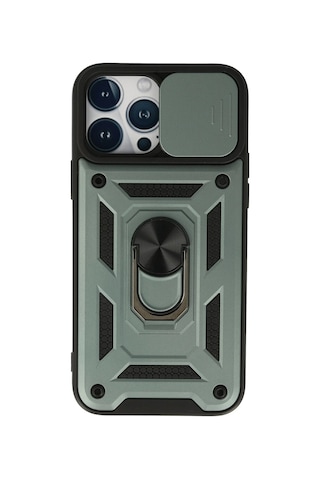 Newface - 388 - iPhone Uyumlu 13 Pro Max Kılıf Pars Lens Yüzüklü Silikon - Csmo-tex - - Yeşil