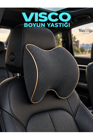 Araç İçi Antrasit Ergonomik Boyun Destekli Ortopedik Visco Oto Koltuk Başlığı
