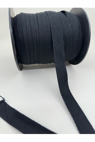 2 Cm Pamuk Balıksırtı Şerit-5 Metre-siyah/kalın