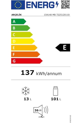 Arçelik 154140 MB 114 LT Büro Tipi Mini Buzdolabı