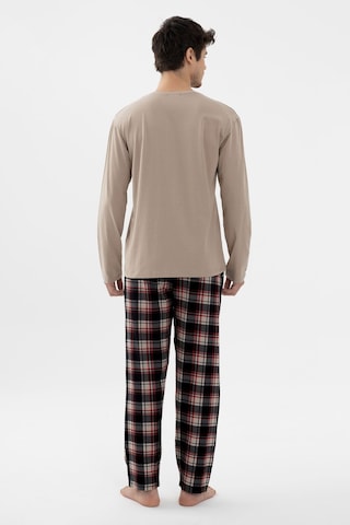 Erkek Pamuklu Uzun Kollu Basic Siyah - Vizon Ekose Desenli Cep Detaylı Pijama Takımı Ko60111 Vizon