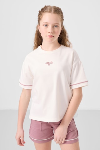 Ekru-gül Kurusu Pamuklu Yumuşak Dokulu Standart Fit Basic Kız Çocuk Şort Takım - 75183 Ekru - Gülkurusu