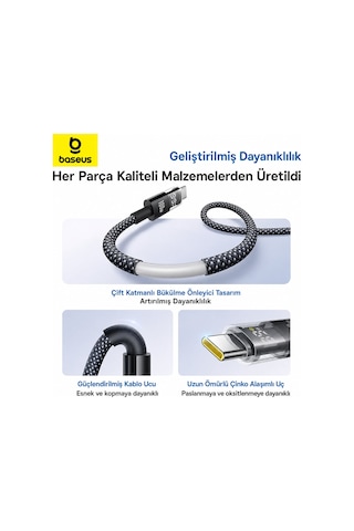 Baseusonline Display 2 100w Led Ekranlı Type-c To Type-c Hızlı Şarj Kablosu 2 Metre