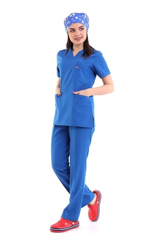 Zarf Yaka Kadın Takım - 56 Saks Mavi-5853-56 Saks Mavi