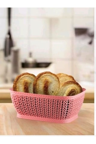 Dikdörtgen Örgü Sepet 3,5lt Rectangular Knitting Basket 3,5 L Pudra Pembe