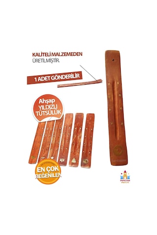 Eşsiz Tasarımlı Ahşap Yıldız Kabartmalı Tütsü Tutacağı - Ev Ve Ofis İçin Şık Ahşap Tütsülük