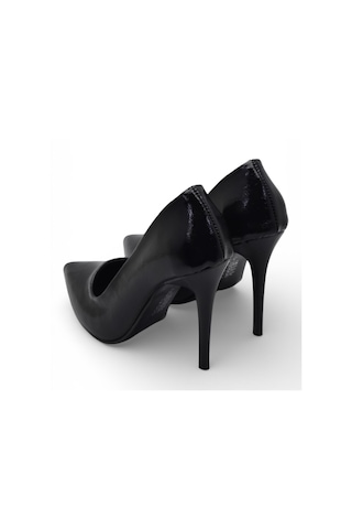 Ispartalılar 803 Stiletto Kadın Topuklu Ayakkabı 10,5 Cm İnce Topuk Abiye Düğün Nişan Ayakkabısı Siyah