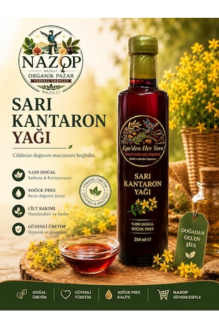 Egeden Her Yere Sarı Kantaron Yağı 1 Yıl Bekletilmiş Cam Şişe 250 ML