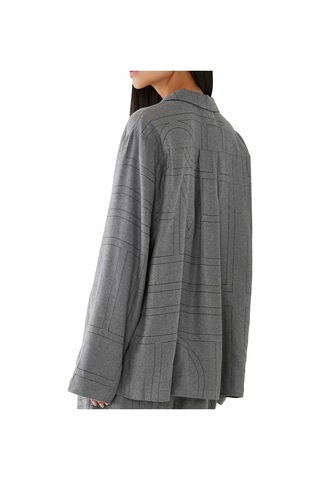 Toteme Monogram Desenli Flanel Pijama Üstü Gri