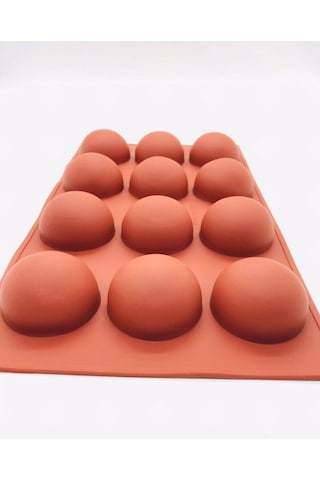 Yarım Küre 12'li Silikon Kek Pasta Buz Kalıbı Ürün 4,5cm Kahverengi Kahverengi