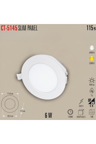 Ct-5145slım Panel 10 Adet Slim Spot - 6 W Gün Işığı