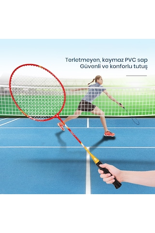 Agnıte F2108 Badminton Raket Seti 2 Raket + 3 Badminton Topu Mavi/kırmızı