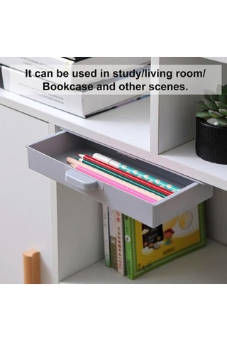 Gri Gizli Masa Çekmecesi Kendinden Yapışkanlı Plastik Makyaj Takı Masası Depolama Çekmecesi Mutfak İçin