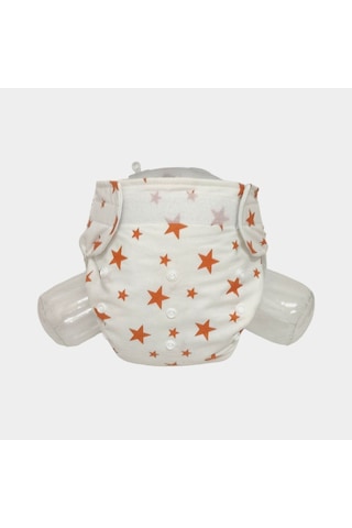 Baby Ybb Yıkanabilir Bebek Bezi Cepli Turuncu Yıldız Desenli 8kg-18kg Standart