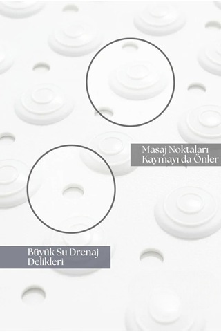 Mainshop Masaj Noktalı Paspas Banyo Duş Küvet Için Vantuzlu Su Drenajlı 69,5 X 36 Cm M-162 Beyaz