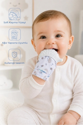 Babyjem Bebek Diş Kaşıyıcı Eldiveni Kirpi Ekru