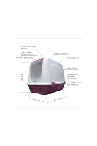 M3 Decorium Kedi Kum Havuzu Tuvalet Kabı 67 x 46 x 51 CM