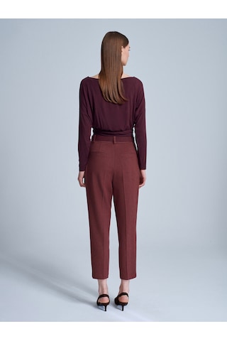 Dilvin 72193 Süet Kemerli Pensli Kumaş Pantolon-bordo Bordo