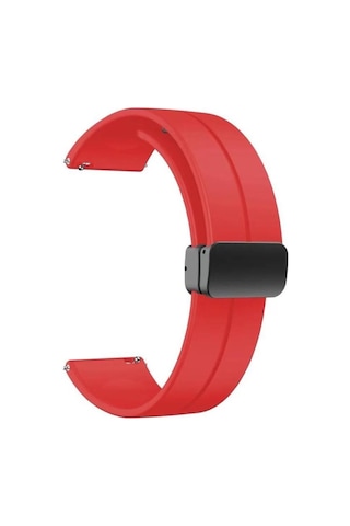 Oppo Watch 46mm 22mm Manyetik Klipsli Silikon Lüx Kordon + Metal Kordon Dönüştürücü
