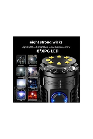 Wt-623 7 Modlu 8+1 Led Şarjlı Çantalı Cree Q8 + Xpg Led Mıknatıslı El Feneri Siyah