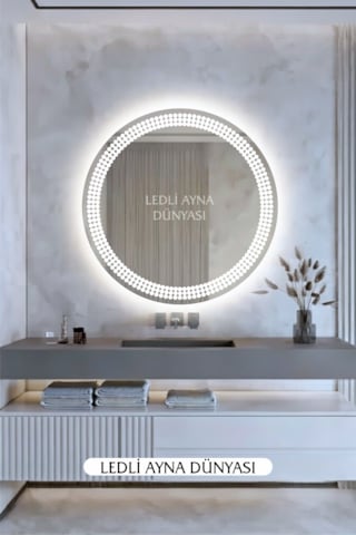 60 Cm Beyaz Ledl,banyo Antre Makyaj Aynası Ledli Ayna Beyaz - Gümüş