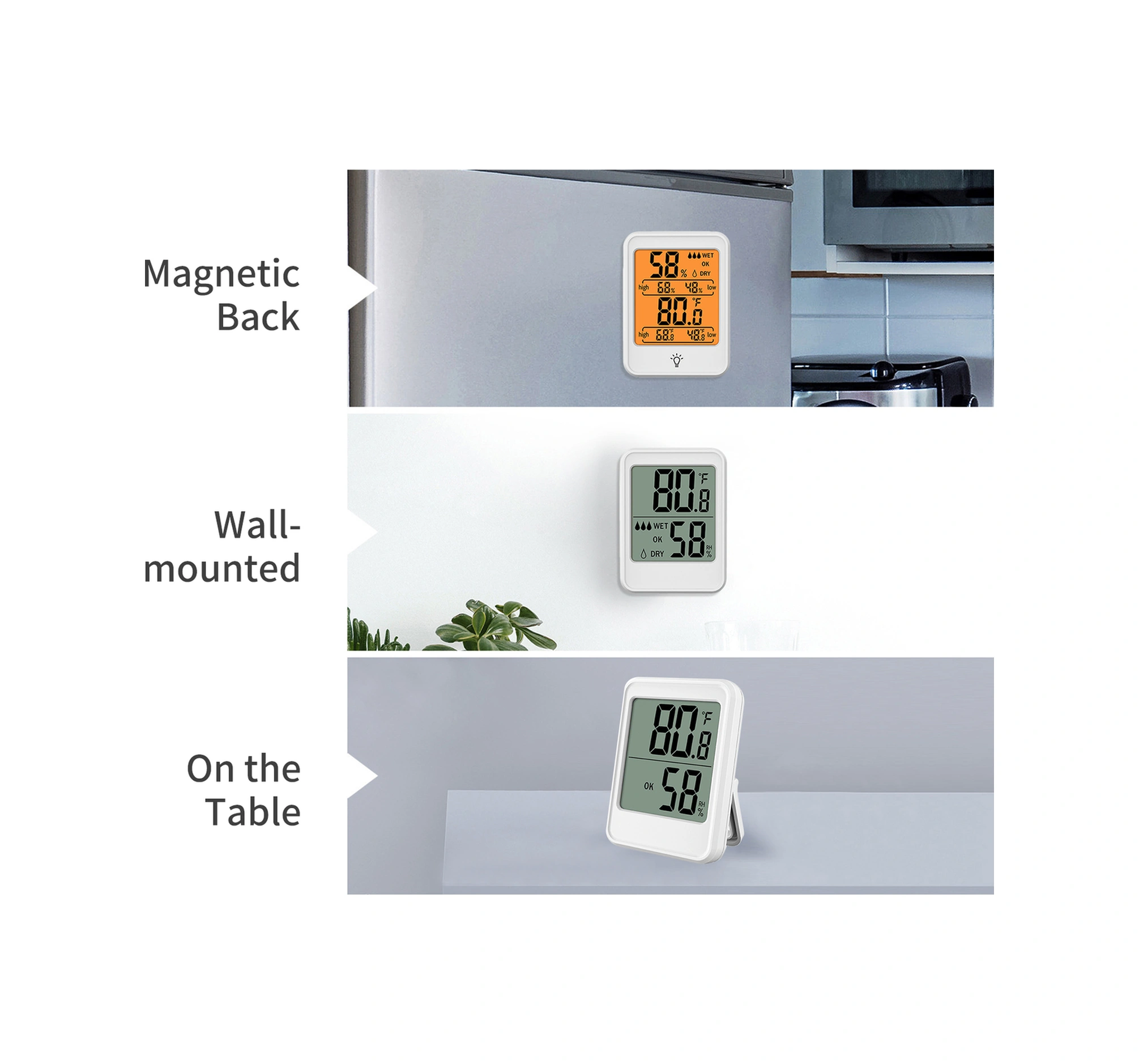 Youmex Mc40 Siyah Ev İçi Dijital Termometre Nem Ölçer - Profesyonel Sensör, Kolay Okuma, 3 Yöntem Montaj, Konfor Durumu Gösterici