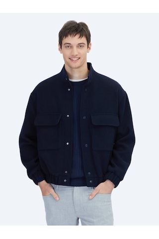 Kip Lacivert Comfort Fit Dik Yaka Casual Dokuma Mont Lacivert
