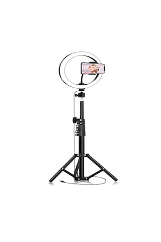 Smaylıng 10 İnç Led Ring Light Halka Işık + 2.1m Tripod Ayak + Telefon Tutucu + Bluetooth Kumanda 3 Mod 10 Kademe Işık