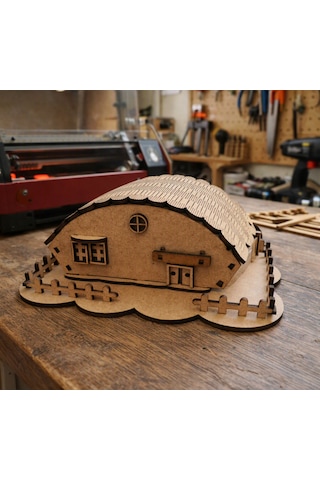 Ahşap Maket Ev 3'lü Avantaj Paketi - 12x20 Cm Boyasız Demonte Dıy Hobi Ve Sanat - Kiti Kendin Boya Model Ev