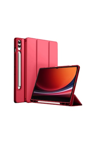 Samsung Galaxy Uyumlu Tab S9 Plus X810 12.4 İnç Kılıf Premium Silikon Kalem Bölmeli Smart Case Kapaklı Kılıf