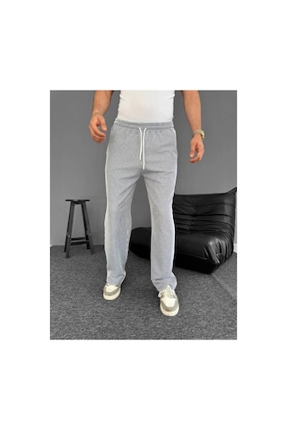 Butik İstanbul Su Yolu Çizgili Cepli Pantalon - Gri