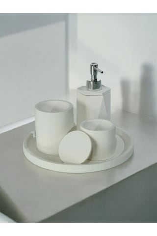 Kırık Beyaz Beton Banyo Seti 4 Lü Gri