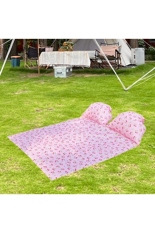 Homyl Baş Destekli Piknik Örtüsü Çim Yürüyüşü İçin Kiraz 145x210cm Çok Renkli