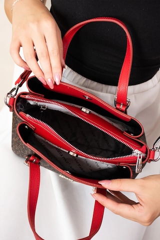 Just Polo Kadın Orijinal Ayarlanabilir Askılı Şık El Ve Omuz Çantası Shopper Ebat : 18 X 25 Cm Kahverengi - Kırmızı