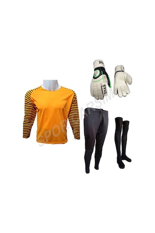 Evox Kaleci Forma,Pantolon,Lüx Çorap,Kaleci Eldiveni Set-Turuncu