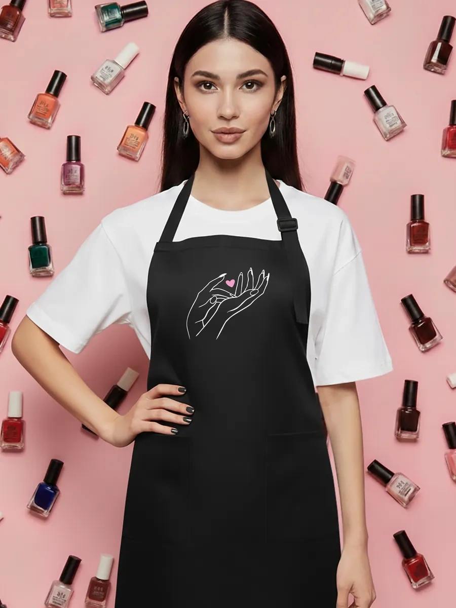 Vau Fartuk Manikürcü İçin Baskılı Önlük 181675883 Siyah