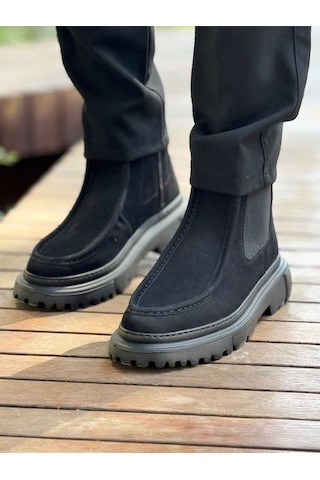 Roof Atelier Erkek Siyah Yandan Elastik Bantlı Fermuarlı Bot - 2433 - Sst Siyah