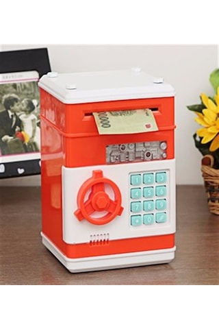 Kişiye Özel Şifreli Otomatik Kağıt Para Alan Kasa Kumbara Kırmızı