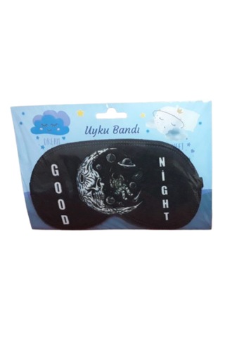 MorMavi Yıkanabilir Uyku Maskesi Işık Önleyici Göz Dinlendirme Ve Terapi Bandı Yoga Göz Bandı Siyah Good Nıght