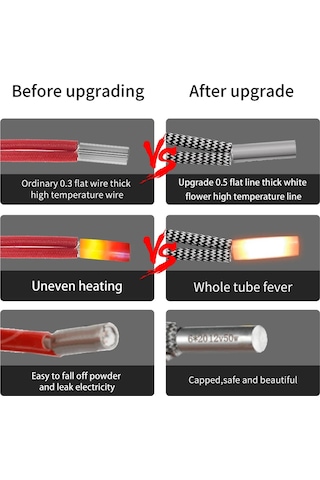 Fosenze 304 Paslanmaz Çelik 24v 50w 1m Lityum Kablo 6x20mm 3d Yazıcı Isıtıcı Rodu Tekli Paket