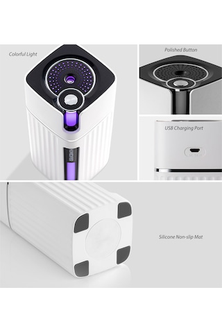 Leezsing 300 Ml Araba Buharlı Nemlendirici Taşınabilir Renkli Gece Lambası Sessiz Nemlendirici Uçucu Yağ Difüzör Serin Masaüstü Usb Powered