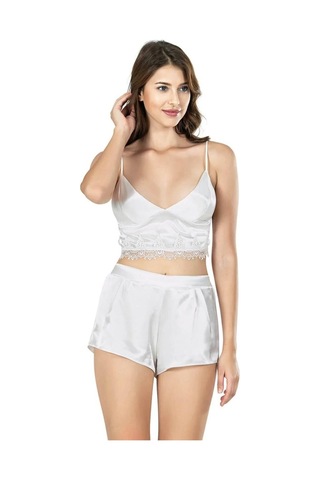 Ahu 7668 Saten Kısa 6lı Set - Ekru
